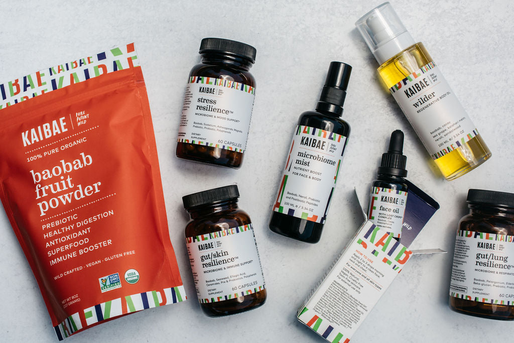 KAIBAE Microbiome Wellness collection for gut, skin and immune health. 