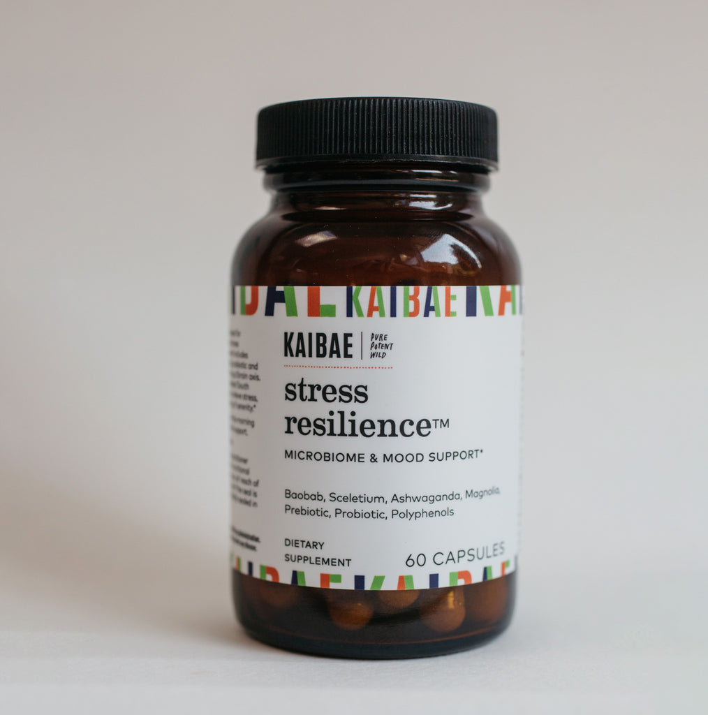 KAIBAE stress resilience supplement for a sense of calm, mental clarity, focus, and better sleep.