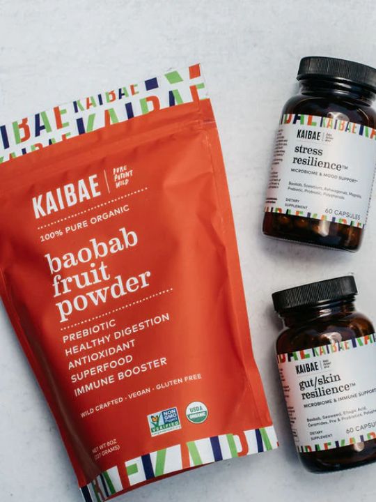 Kaibae Baobab fruit powder, gut/skin resilience products and our newest —stress resilience