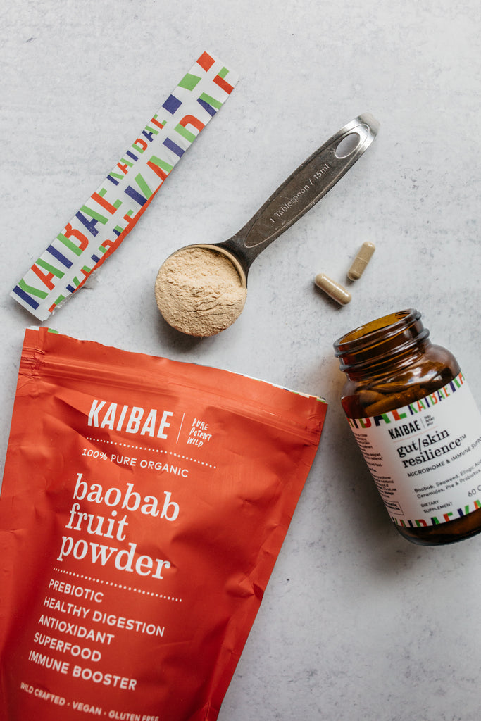 Prebiotic and Probiotic Baobab products to benfit your microbiome from gut to skin I KAIBAE